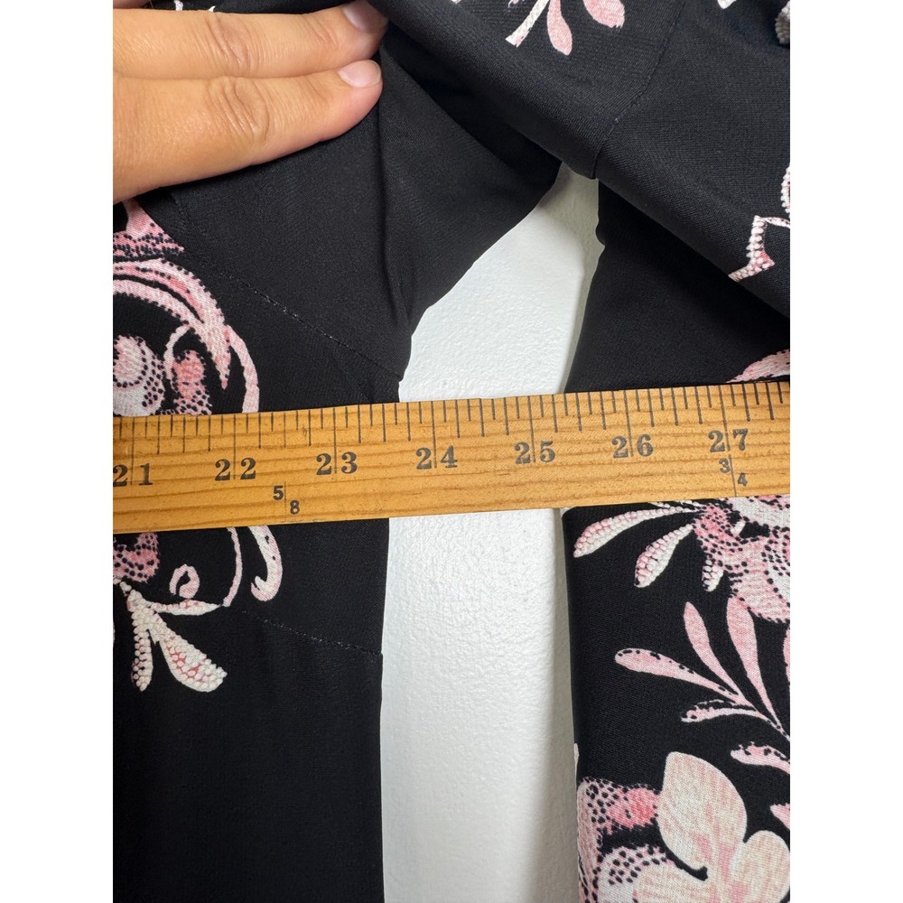 Boho MSK Women 2X Shift Dress Black Pink Floral Tiered Bell Sleeve Embroidered - Picture 6 of 9